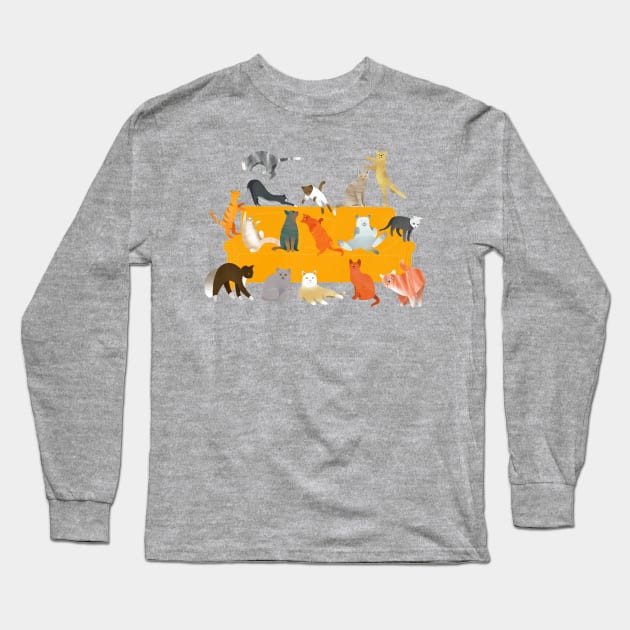 Cute Cats on the Couch Long Sleeve T-Shirt by DrawingEggen